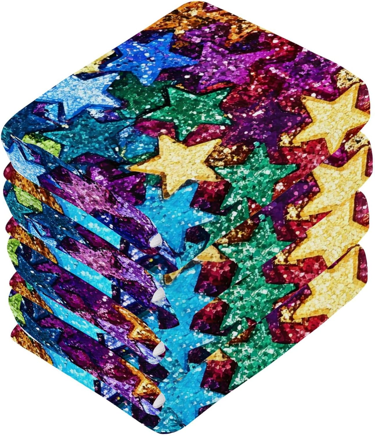 Xiuga Rainbow Colors Star Washcloth Set