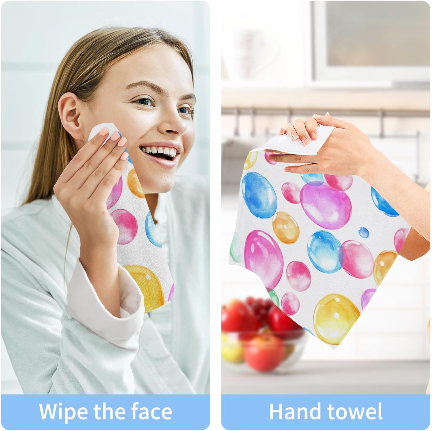 Xigua Watercolor Colorful Bubbles Washcloth Set 10