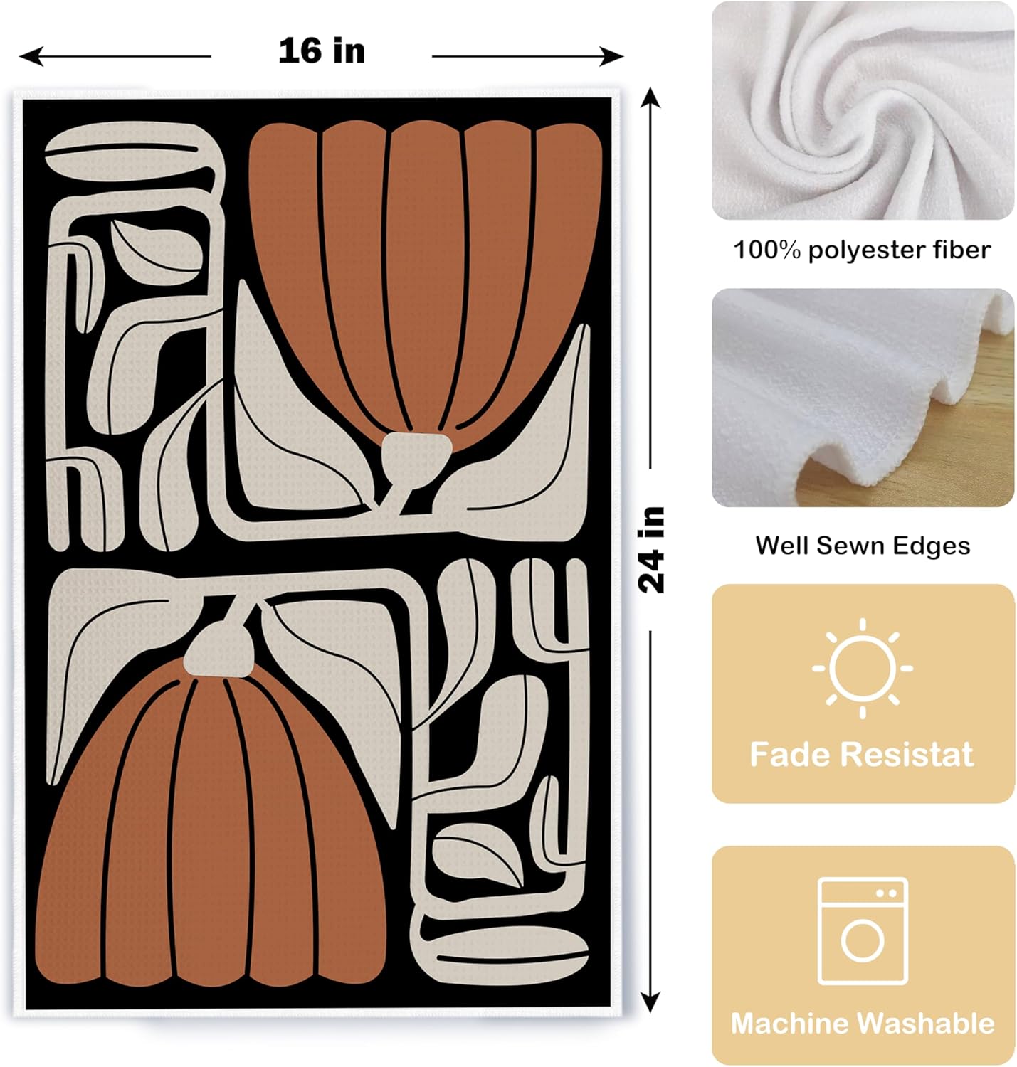 Premium 70s Groovy Floral Hand Towels 16x24 Set