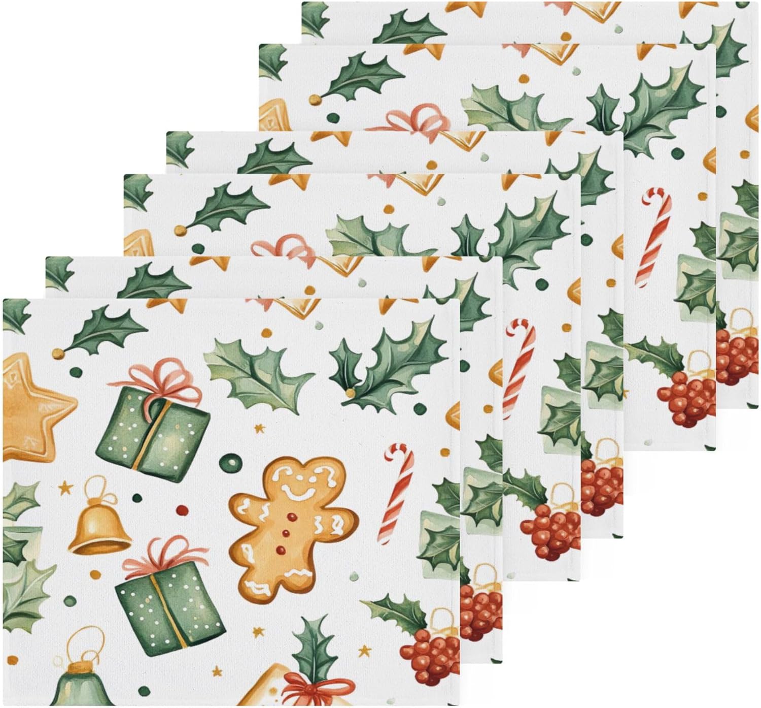 Xigua Cute Christmas Pattern Washcloths Set of 2 12 X 12 Inch