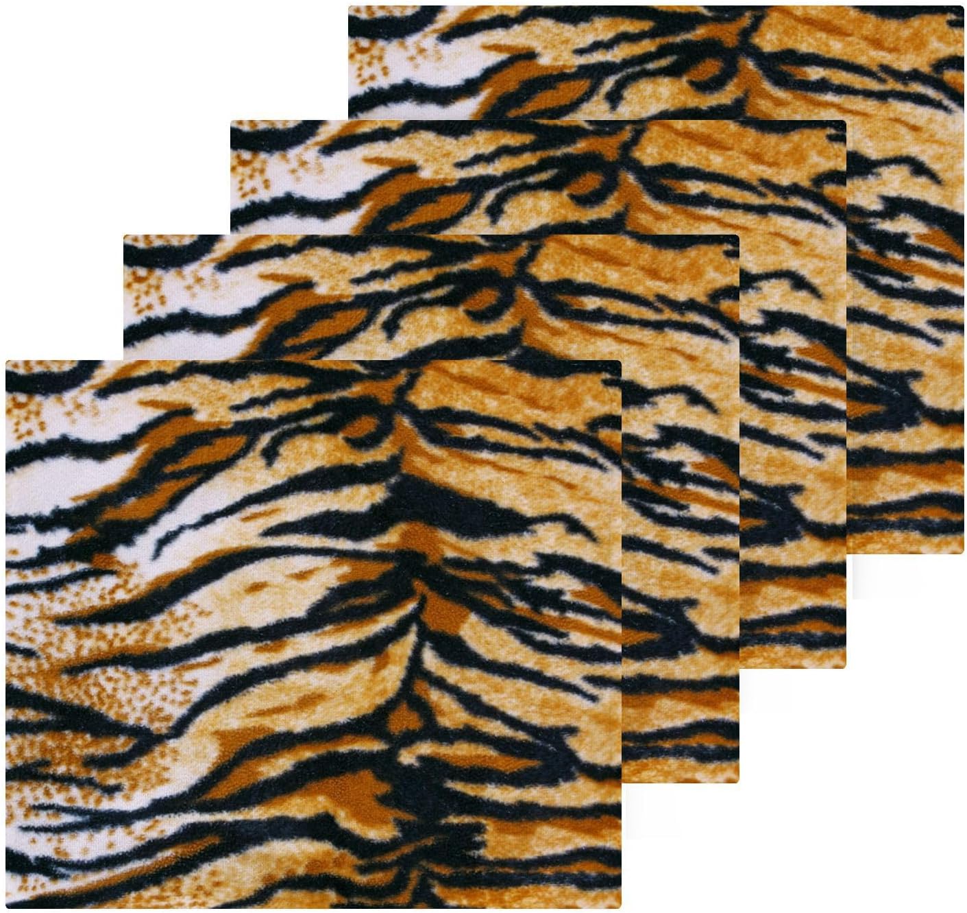 ALAZA Tiger Skin Print Cotton Washcloths 4-Pack