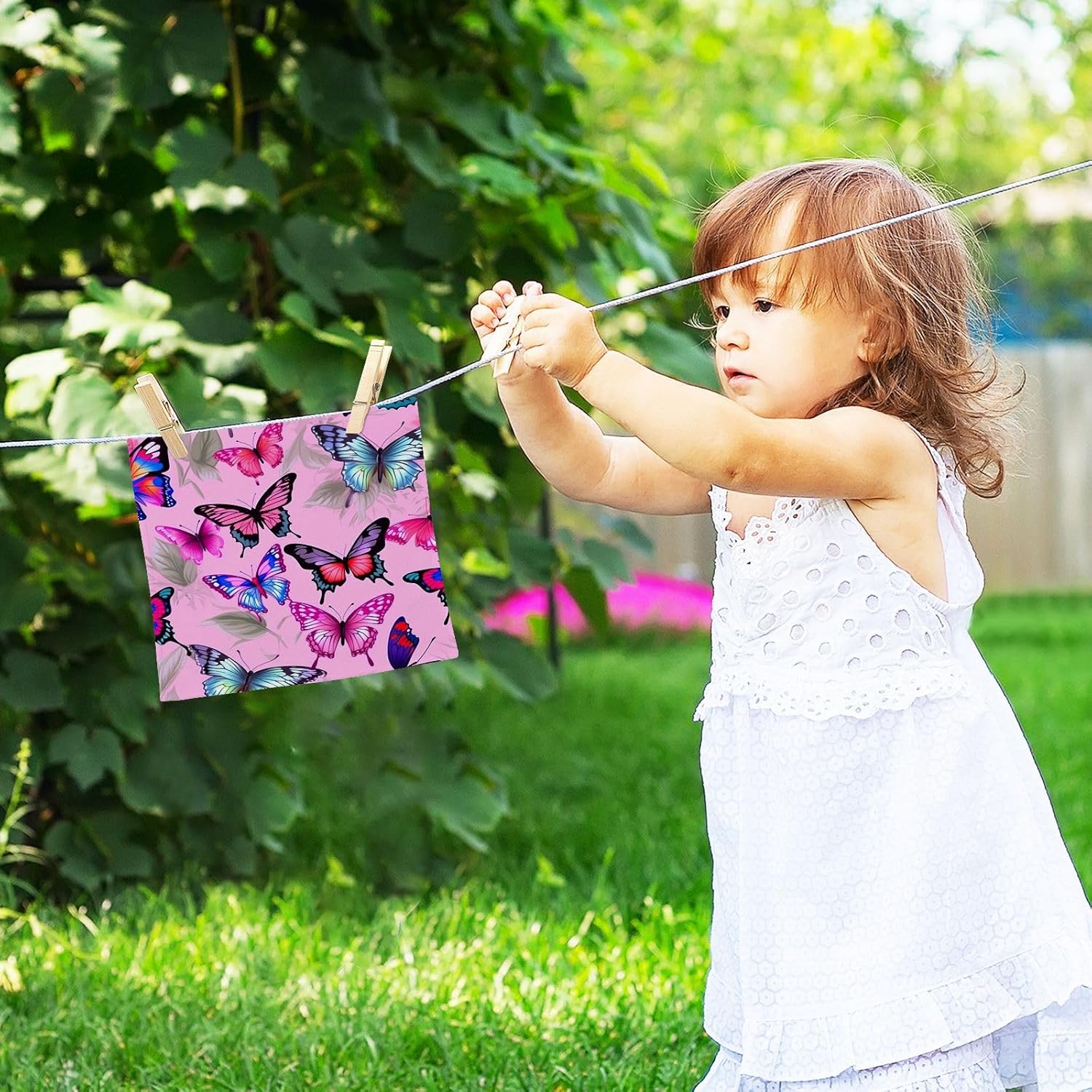 YETTASBIN Butterfly Washcloths 2 Pack Soft Absorbent Towels
