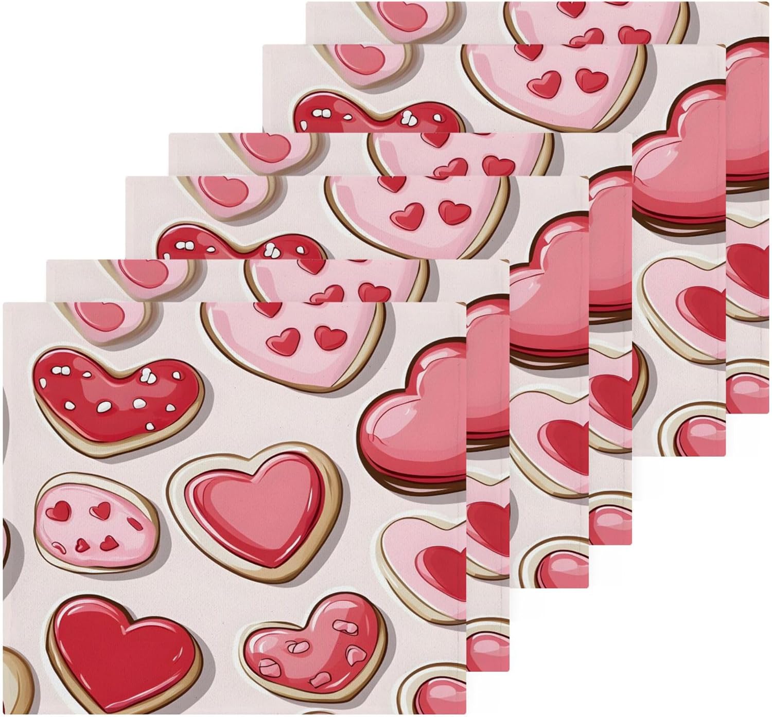 Xigua Valentines Cookies Washcloth Set - 2-12PCS 12x12