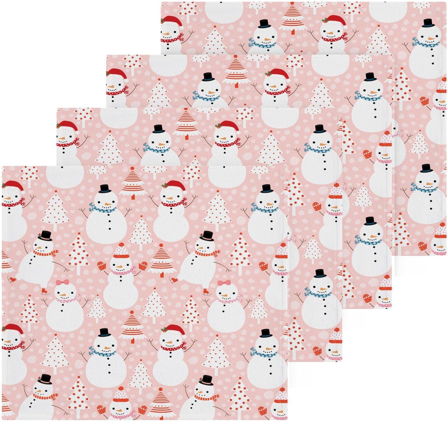 Xigua Christmas Snowman Washcloths Set of 2 12 x 12 Inch