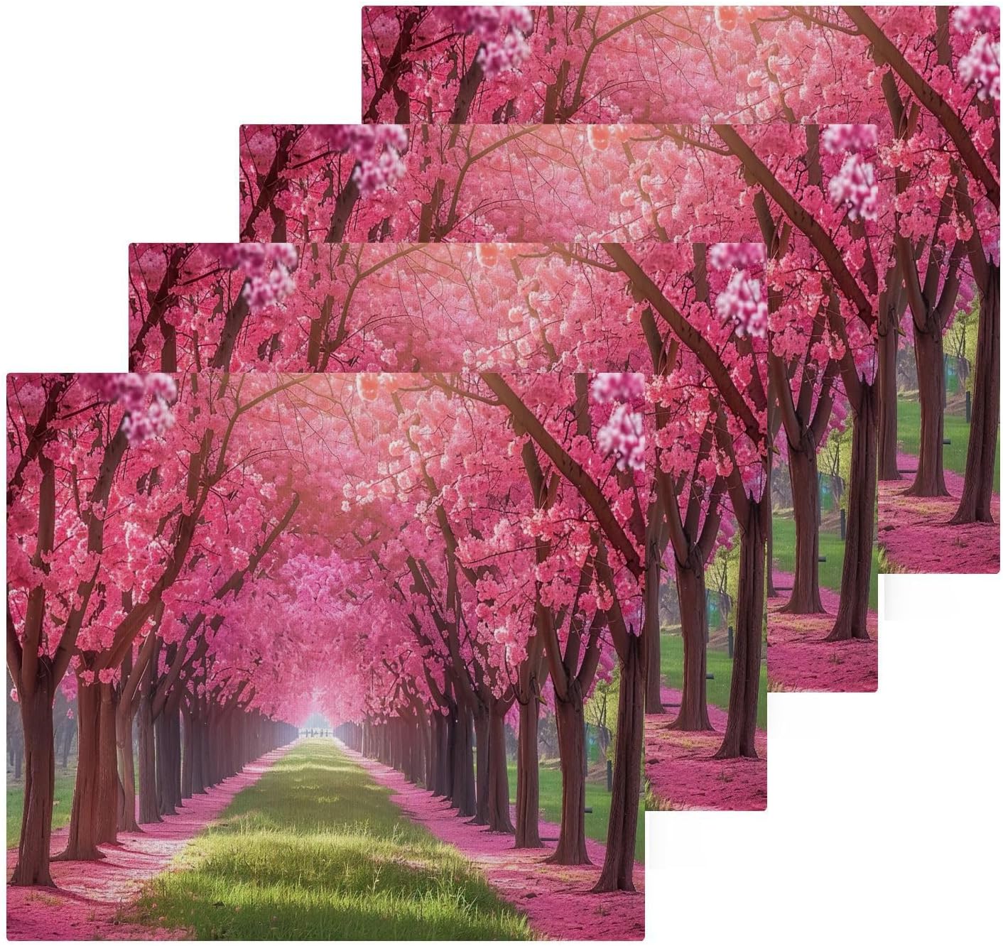 Cherry Blossoms Washcloths 2 Pack Soft Reusable Face Towels