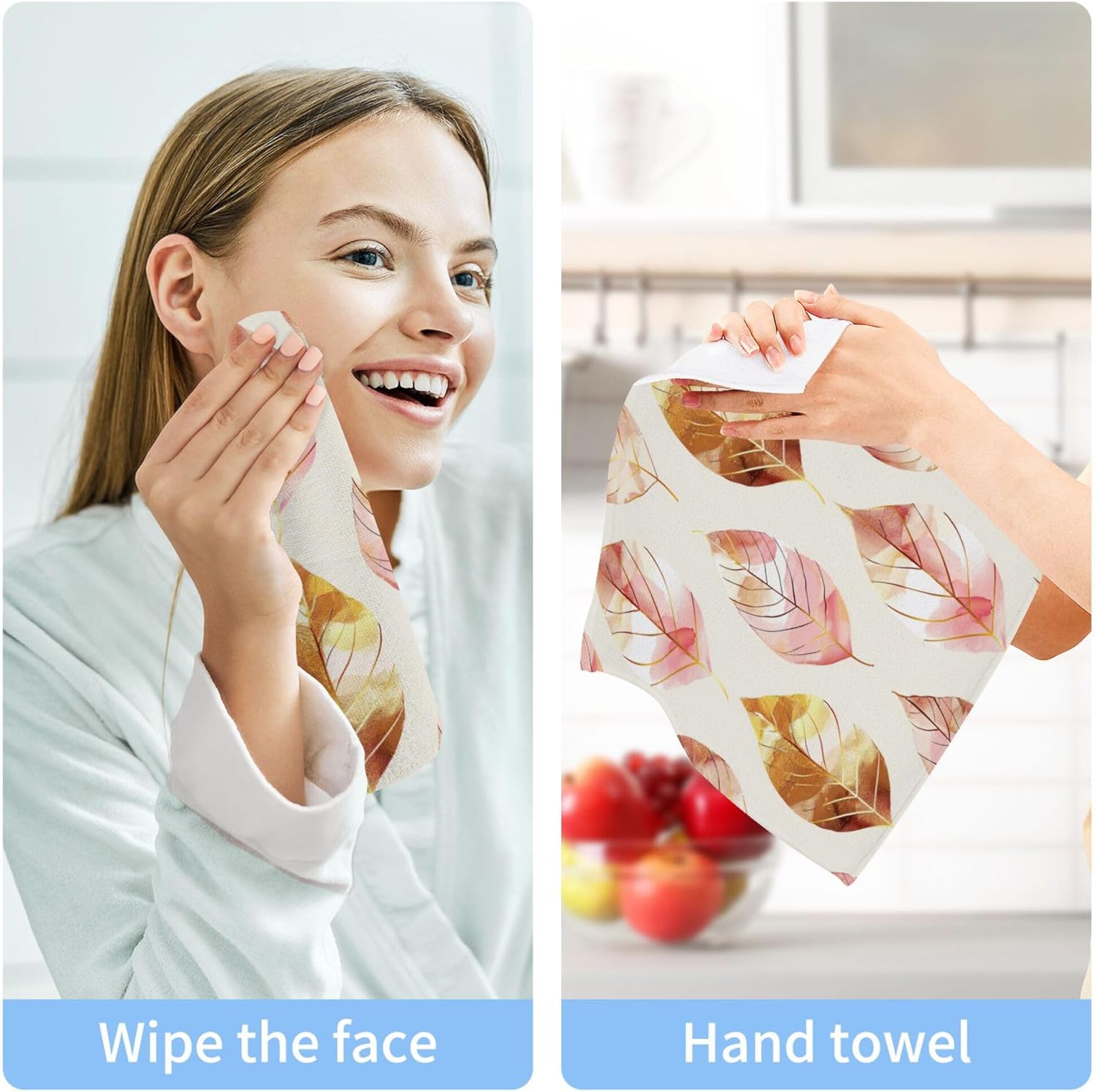 Xigua Leaves Washcloth Set for Fast Drying Effective Cleaning 2-12 x12inch