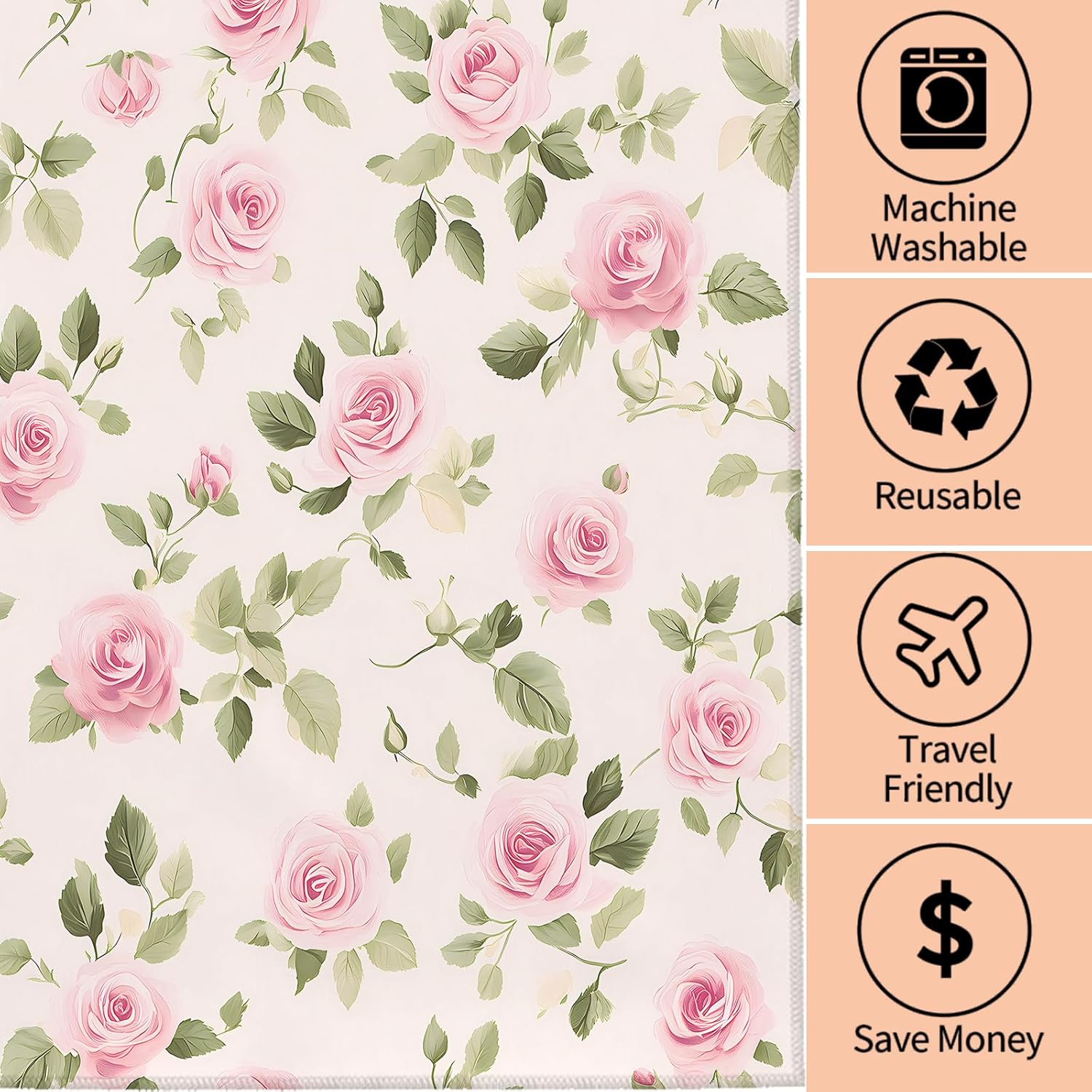 Floral Pink Rose Hand Towels - 2 Pack