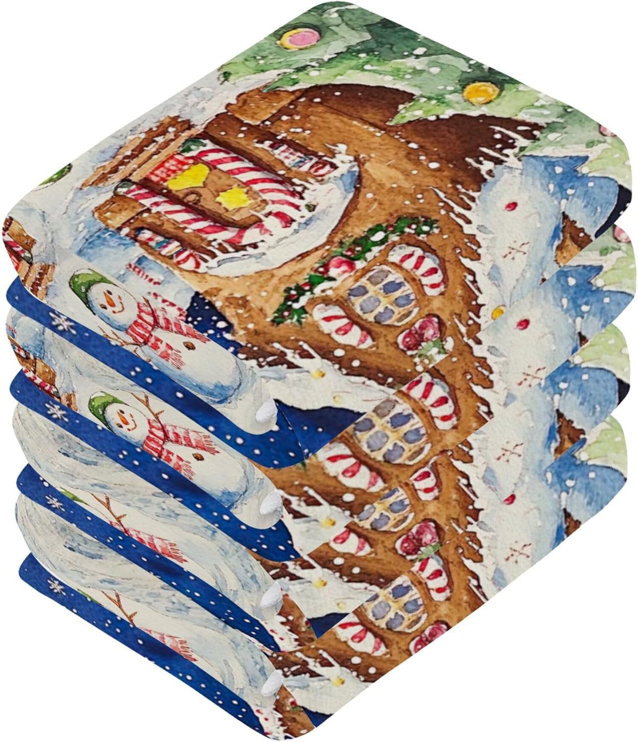 Xigua Christmas Streets Multi-Purpose Washcloth Set for Wash Drying and Cleaning