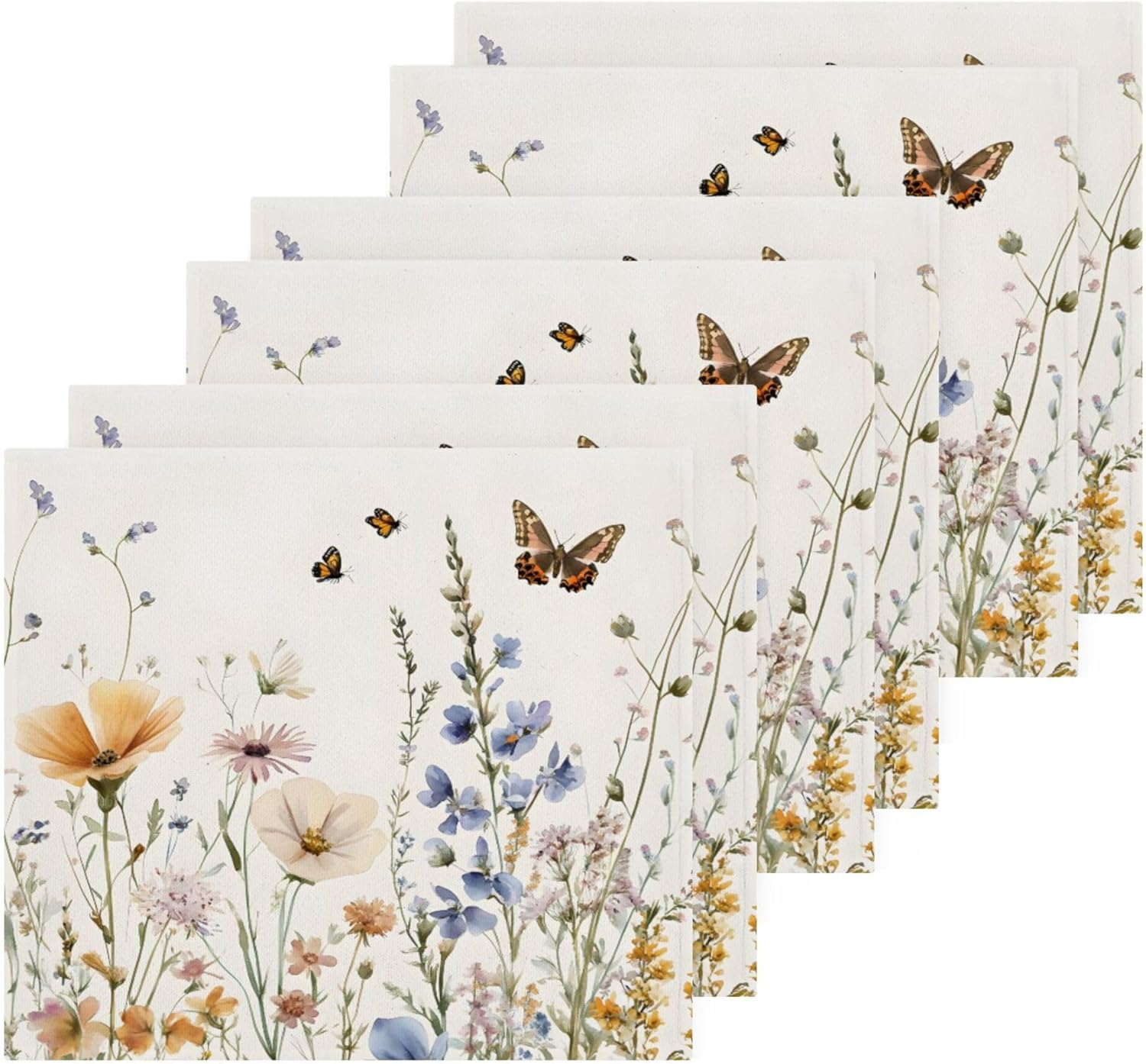 Xigua Wildflowers Washcloths Set of 2 12x12 Inch 1