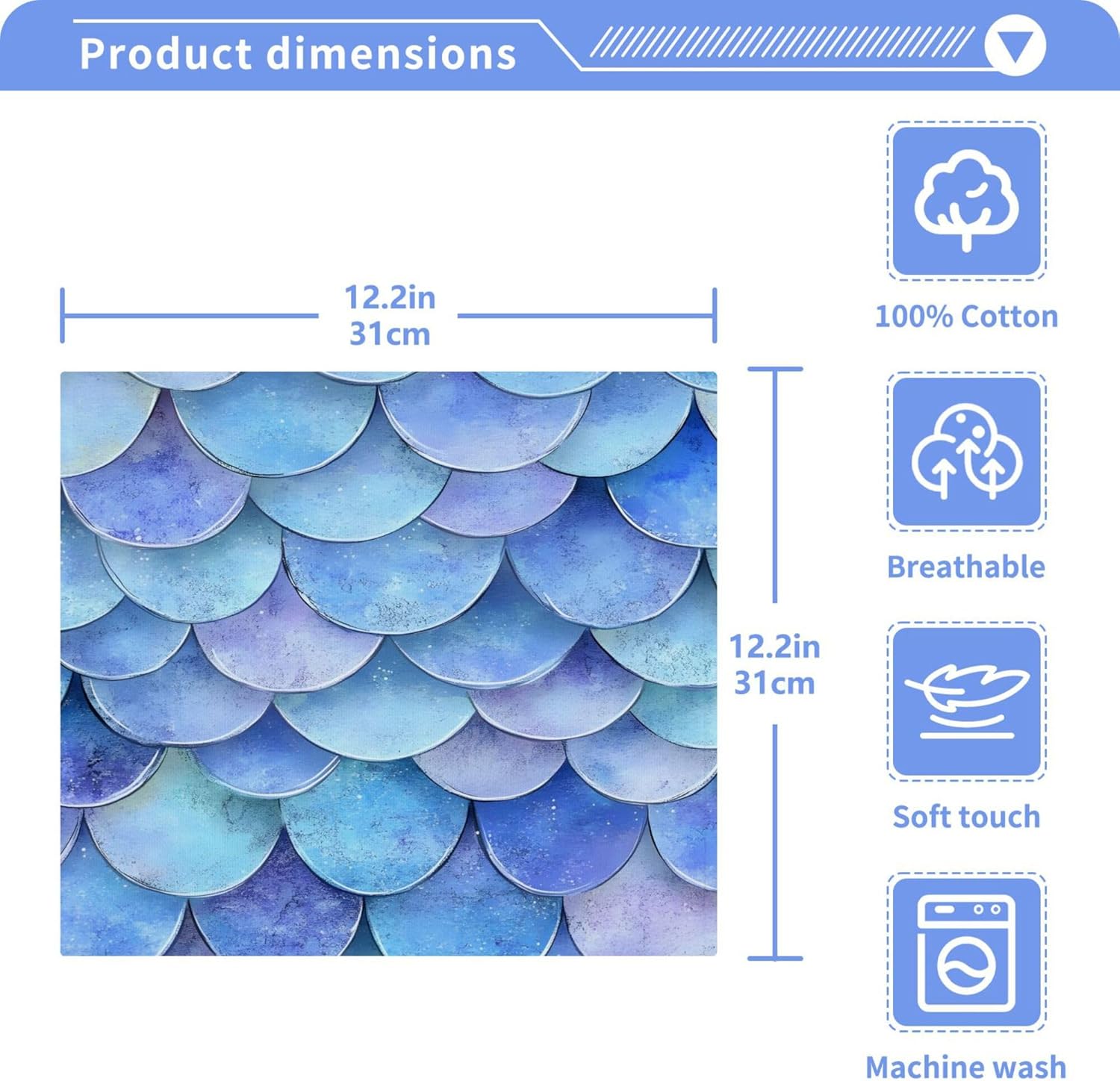 Xigua Mermaid Scales Washcloth Set 125-Inch Absorbent Fingertip Towels 2-Piece