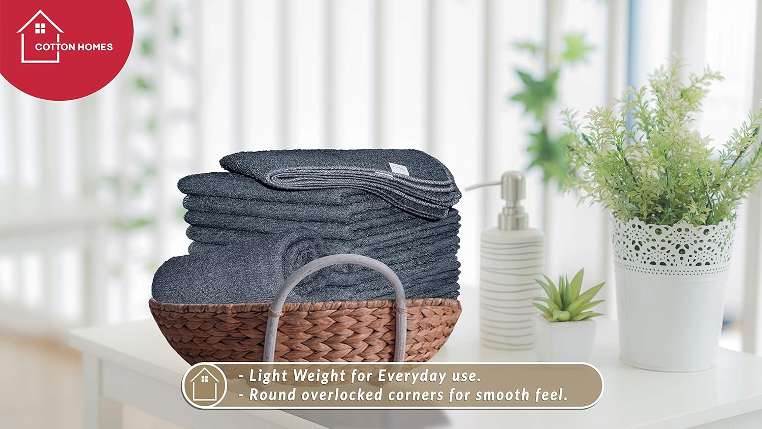 100 Cotton Washcloth Set 50 Pack 11x11 Grey with Free Apron