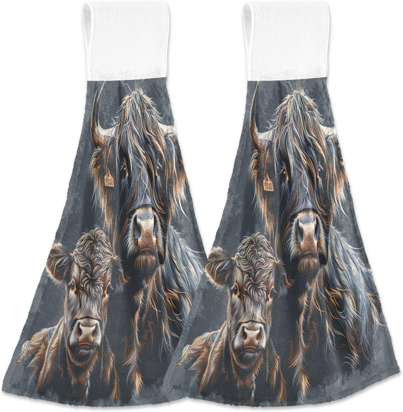 Highland Cow and Calf Kitchen Towels 182x14