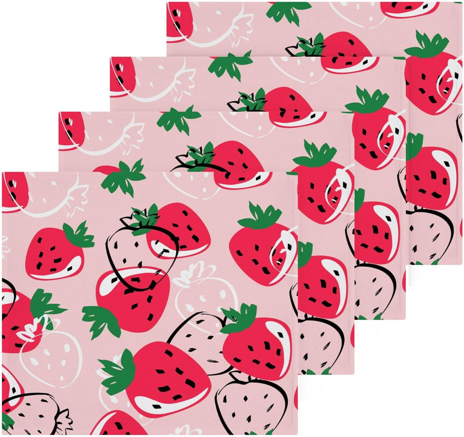 Xigua Strawberry Washcloth Set for Bathroom Kitchen