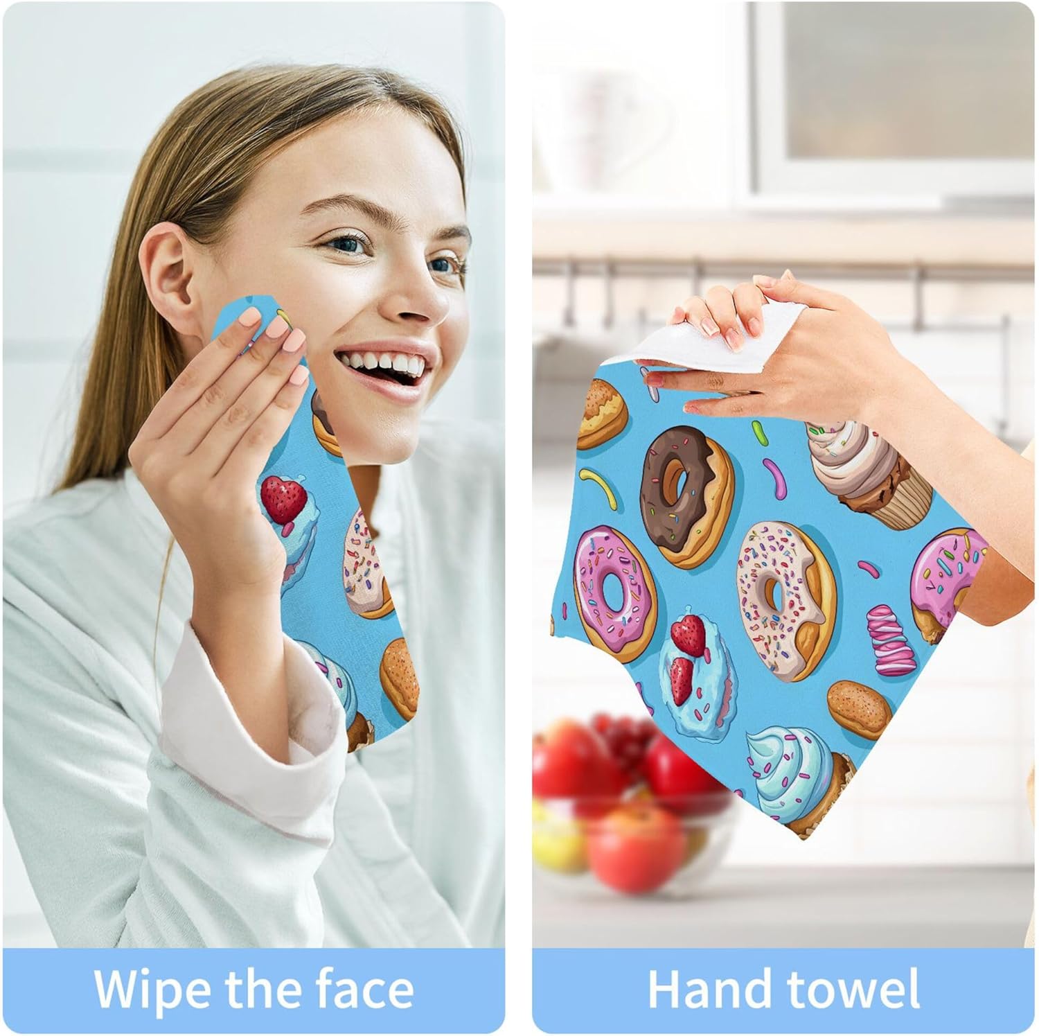 Xigua Cupcakes Washcloths Set of 4 12x12 Inch
