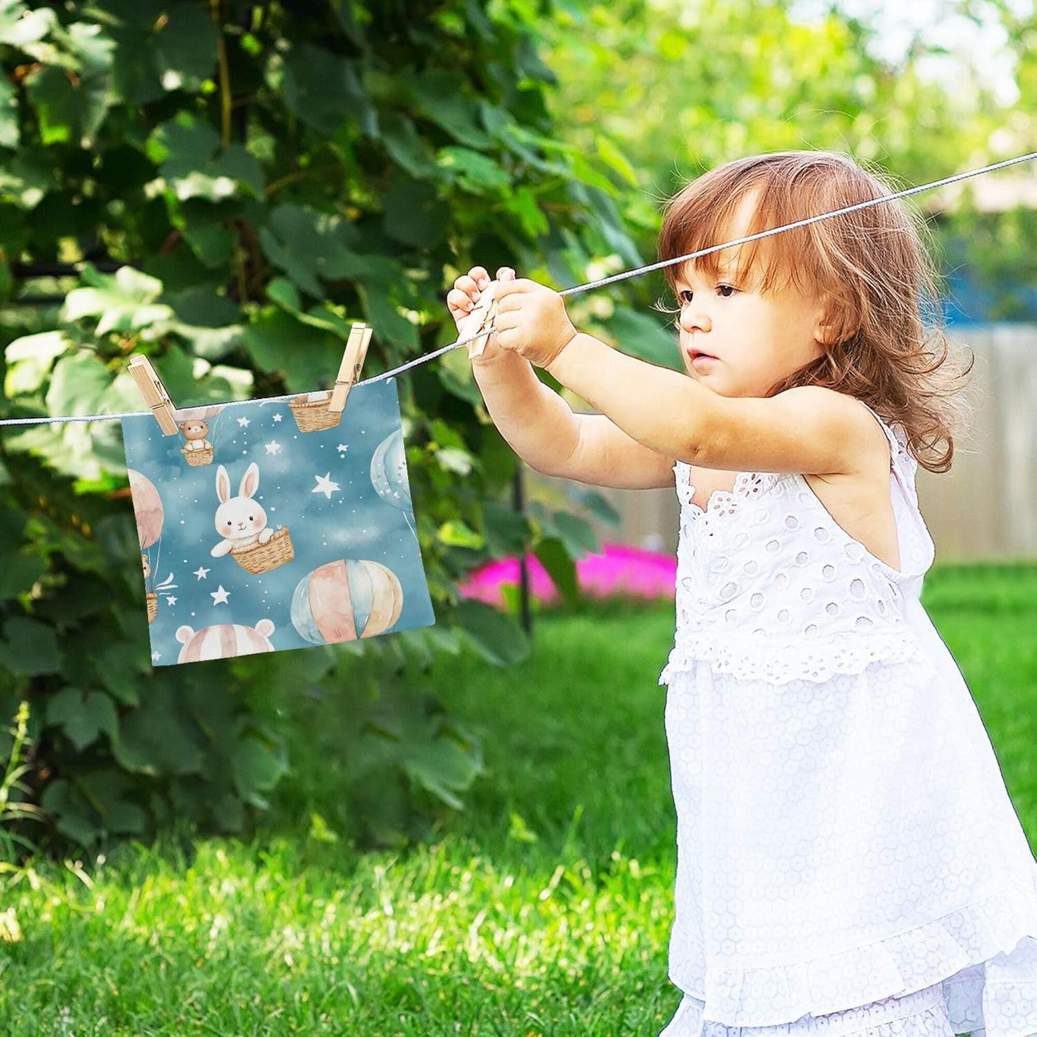 Quick-Drying 12x12 Absorbent Washcloth with Bear Ideal for Home Travel