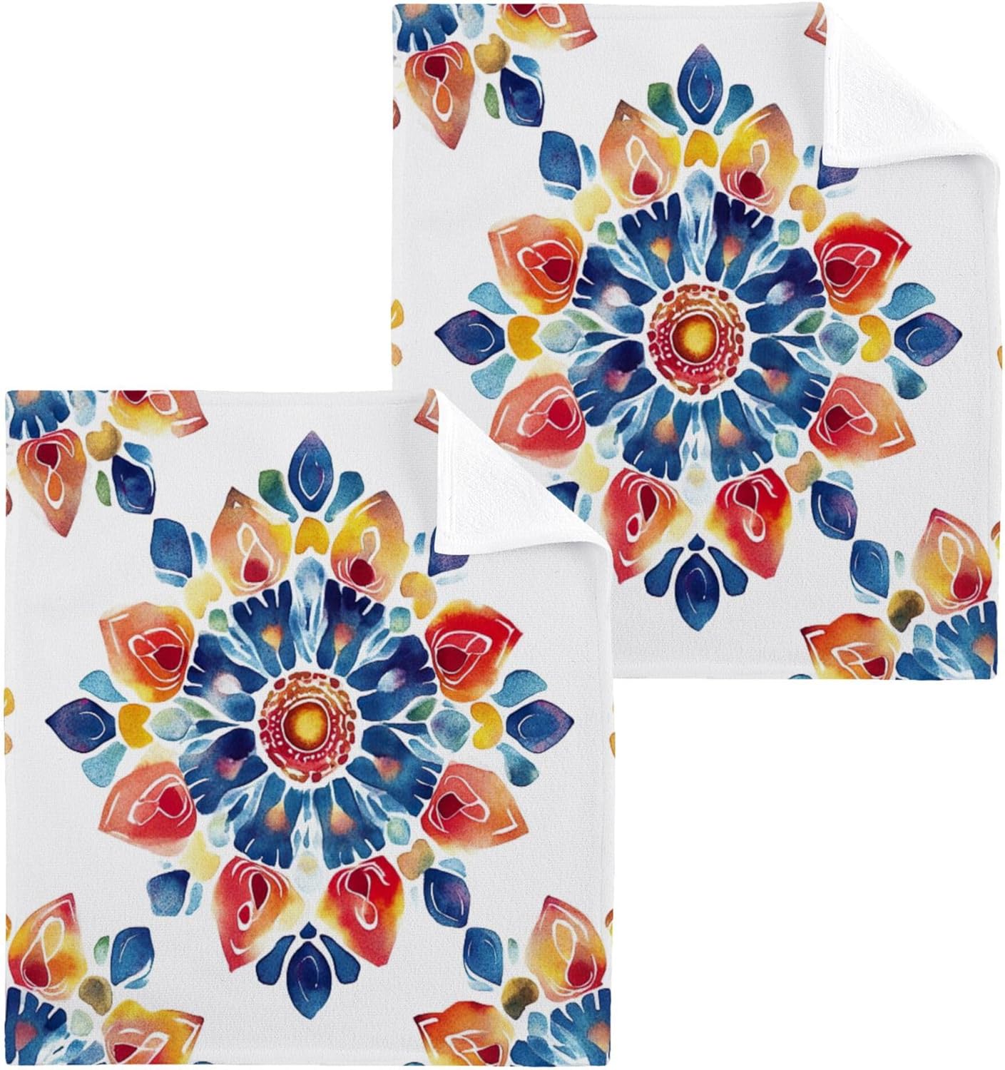 Stylish Mandala Washcloth Set Fast Drying Eco-Friendly for Home Kitchen