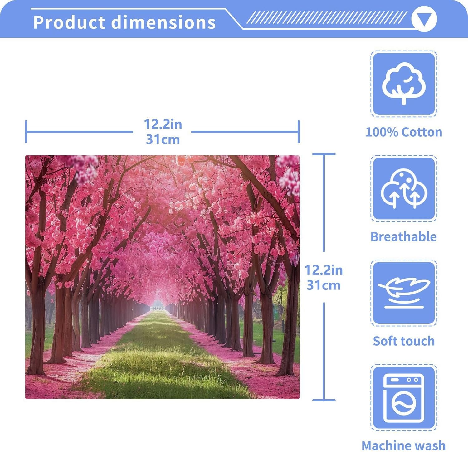 Cherry Blossoms Washcloths 2 Pack Soft Reusable Face Towels