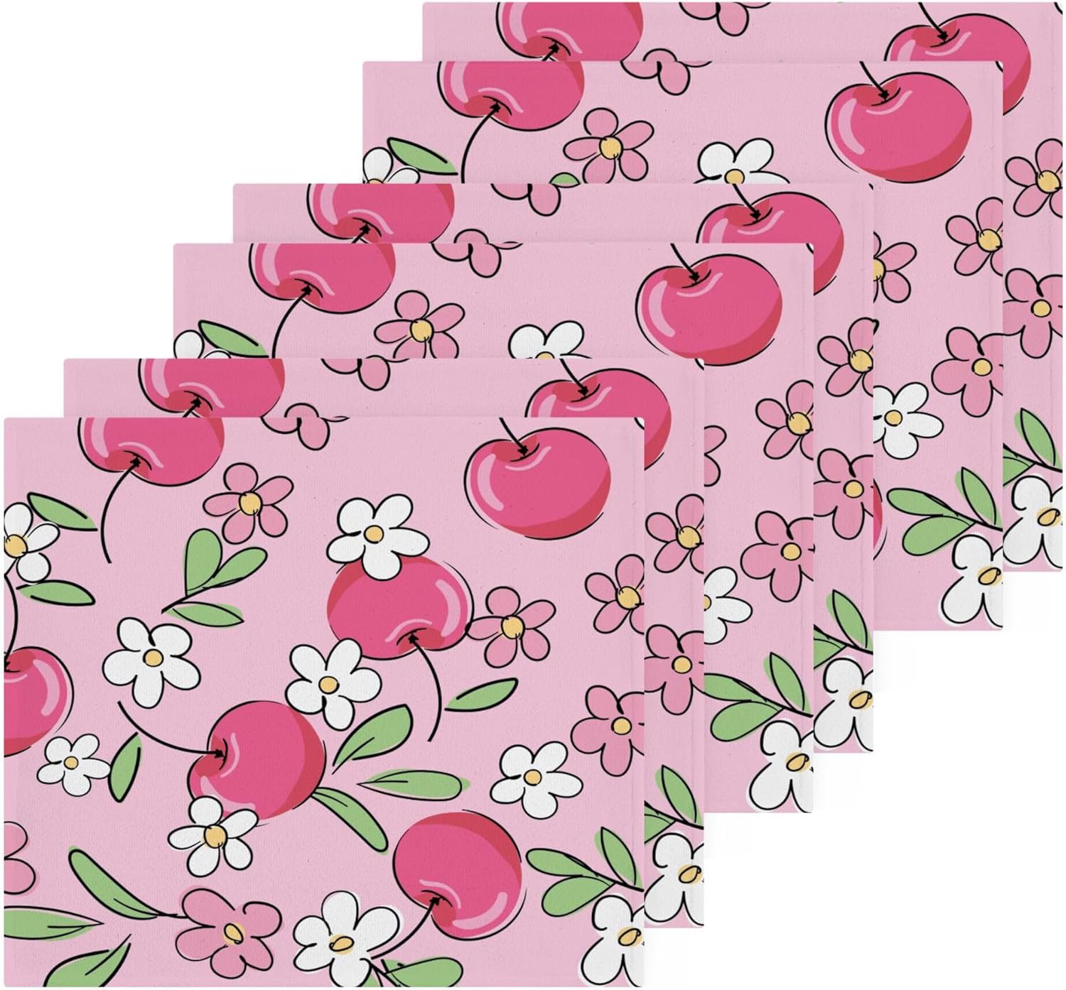 Xigua Cute Cherry Washcloths Set of 2 12x12 Inch