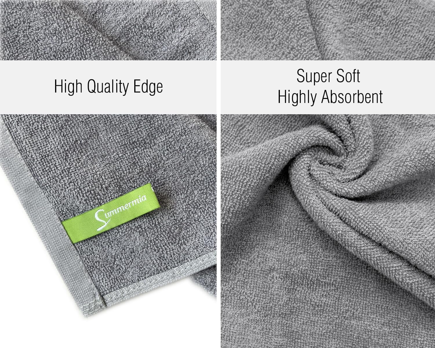12-Piece Washcloth Set - Bamboo Cotton Blend 13x13 for Adults Kids