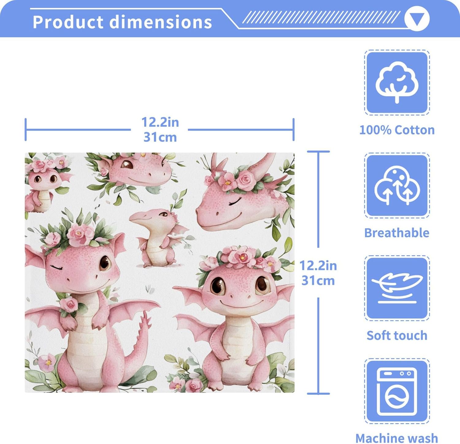 Cute Dragon Washcloth Set for Fast Drying