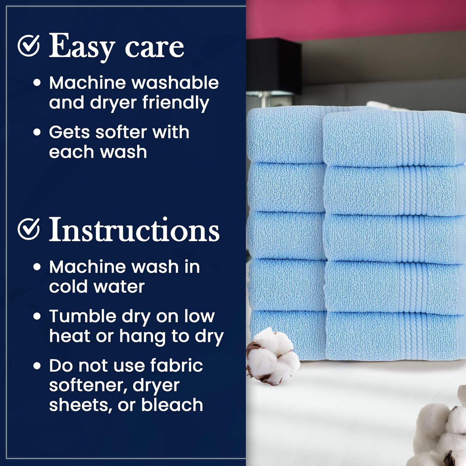 HALLEY Turkish Cotton Towels Pack of 10