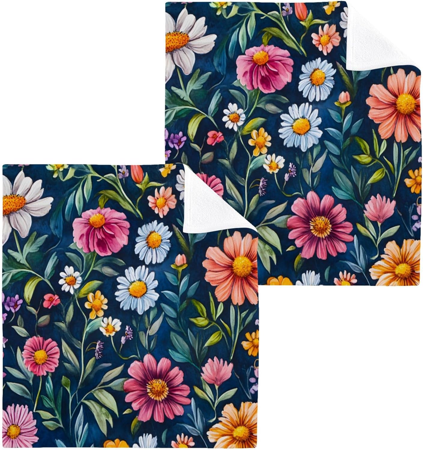 Durable Washcloth Set with Wildflowers 2-12 Sizes