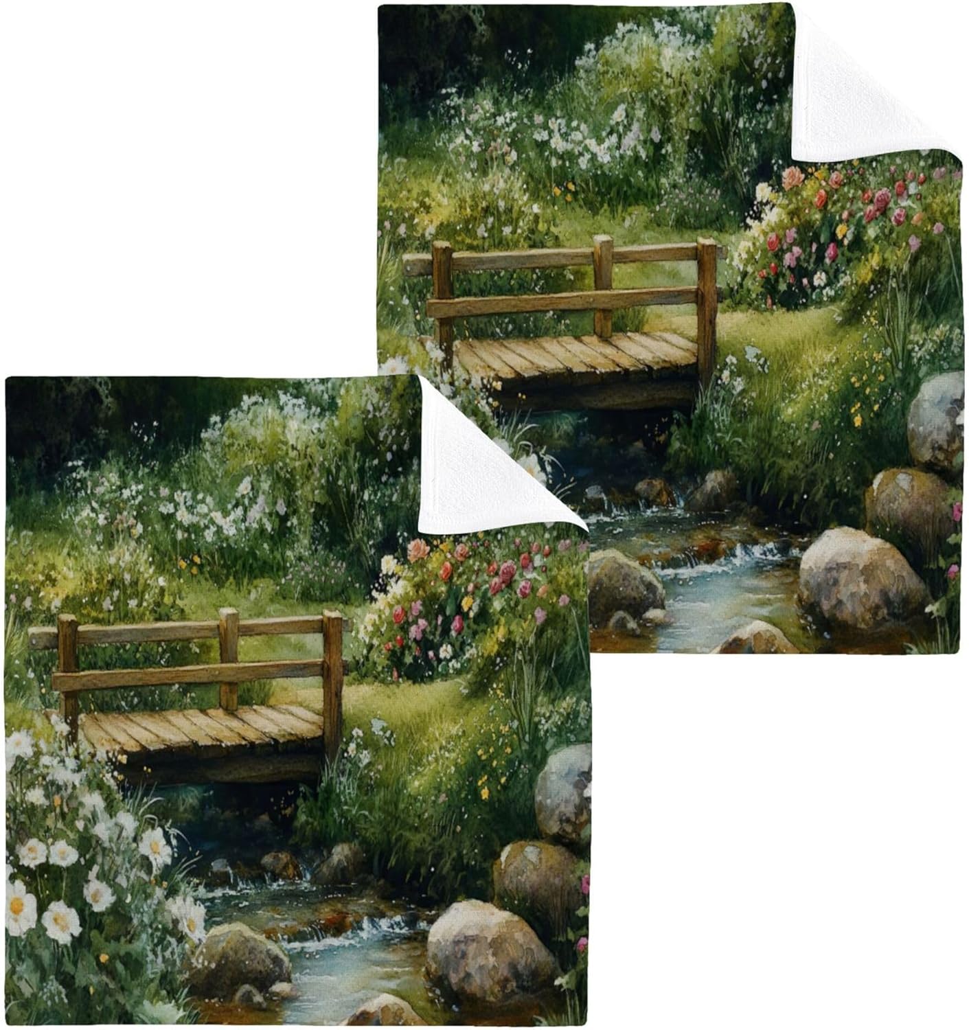 Bath Kitchen essentials - Xigua Watercolor Washcloth Set