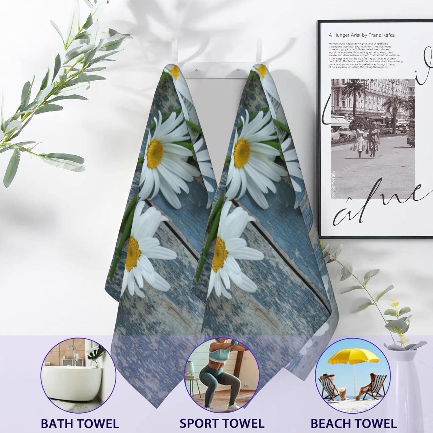BIGXIUKA White Daisy Hand Towels Set of 2