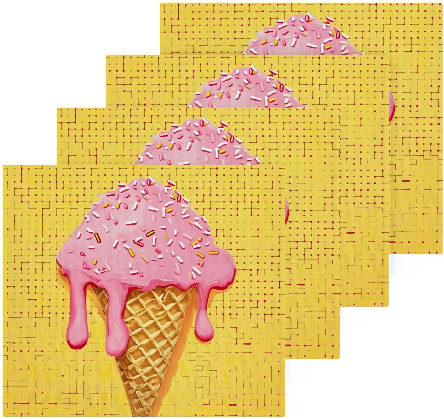 Ice Cream Cone Washcloths 2 Pack Soft Absorbent Towels