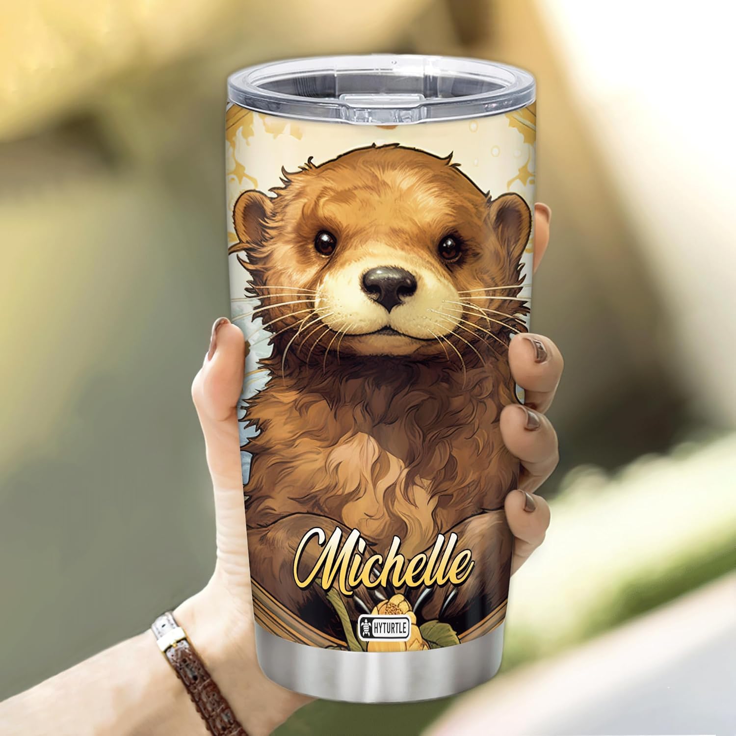 Hyturtle Otter-Themed Personalized Stainless Steel Tumbler 20oz