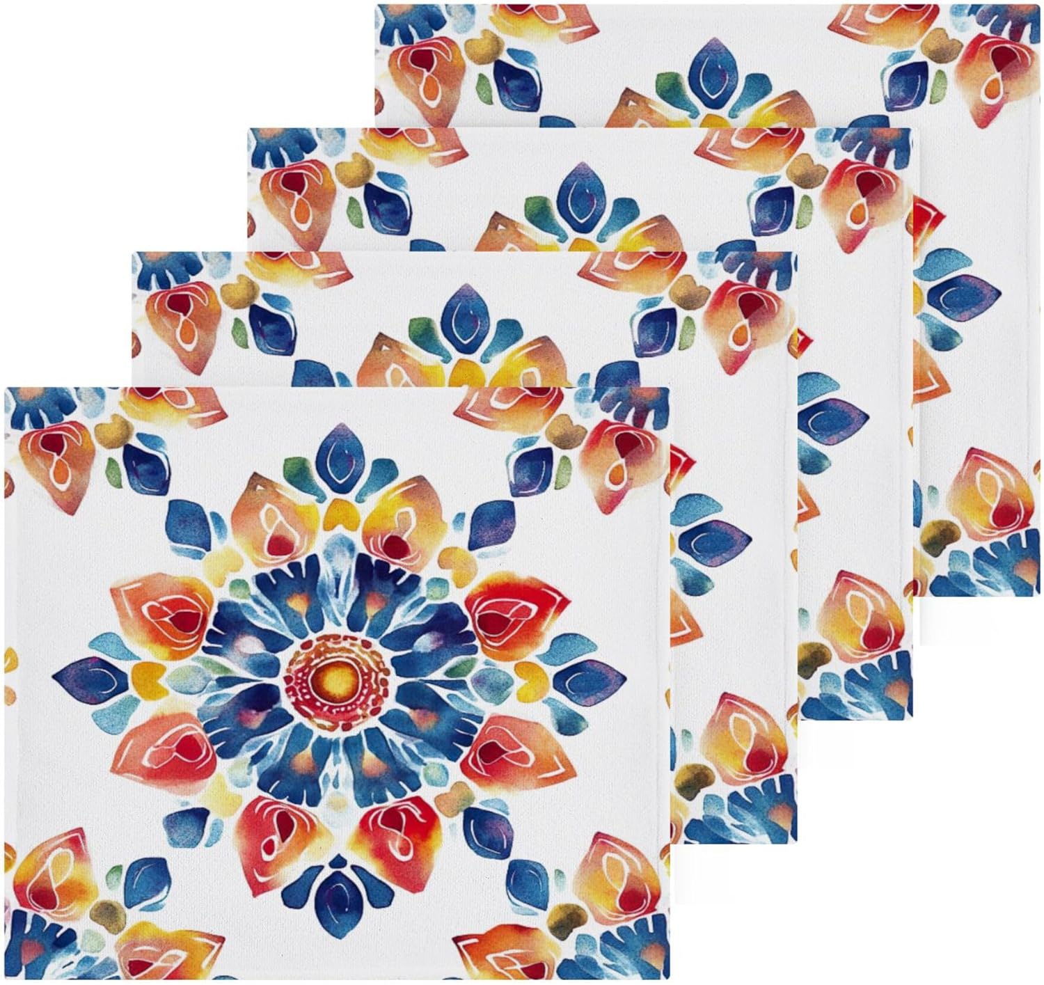 Stylish Mandala Washcloth Set Fast Drying Eco-Friendly for Home Kitchen