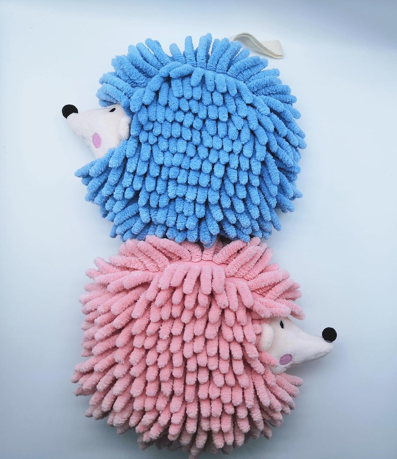 Fuzzy Ball Hand Towels Set of 2 Blue Pink