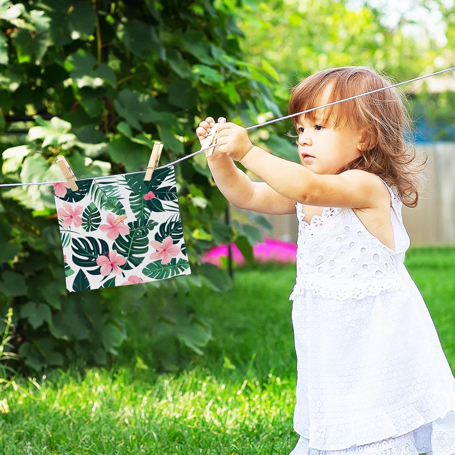 Tropical Leaves 4-Piece Cotton Washcloth Set