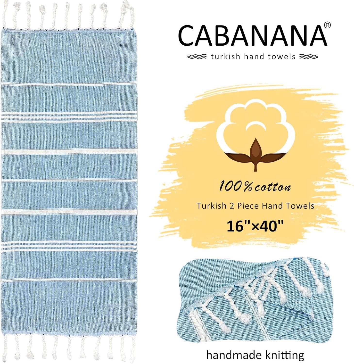 Double the Absorbency 16x40-Inch Cotton Hand Towels for Efficient Cleaning