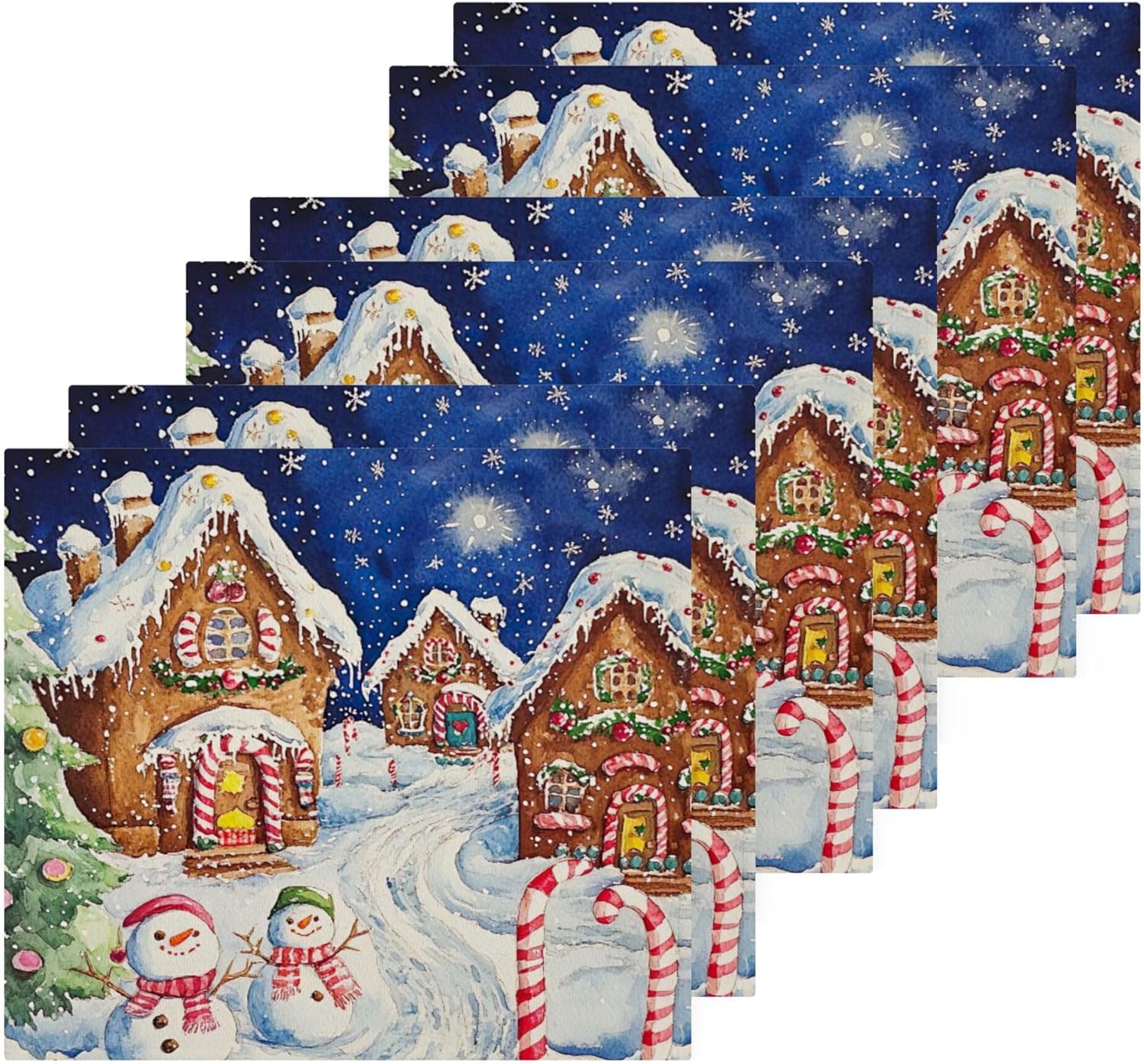 Xigua Christmas Streets Multi-Purpose Washcloth Set for Wash Drying and Cleaning