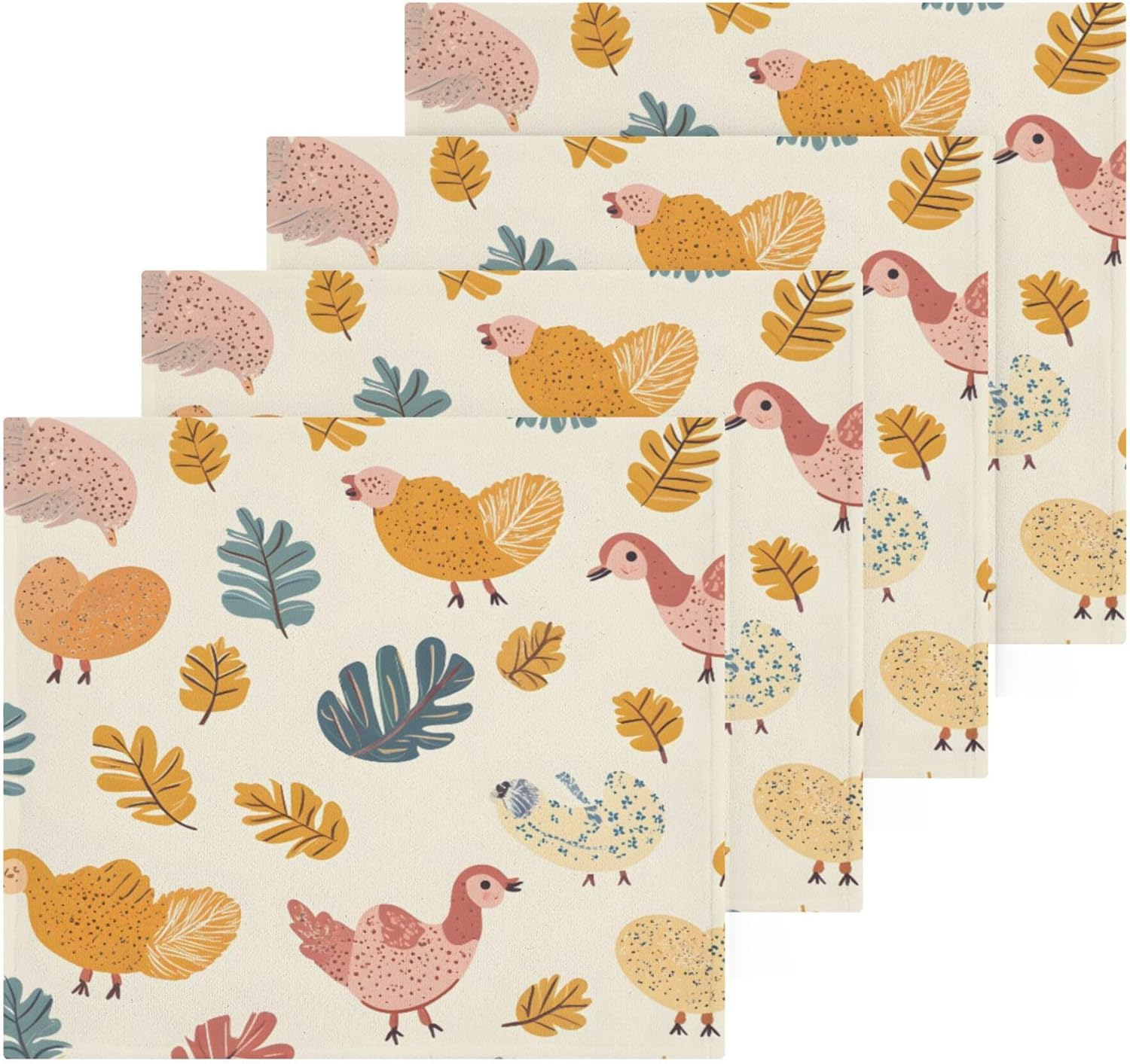 Fast-Drying Machine Washable 12x12 Washcloth Set Cute Turkey Eco-Friendly