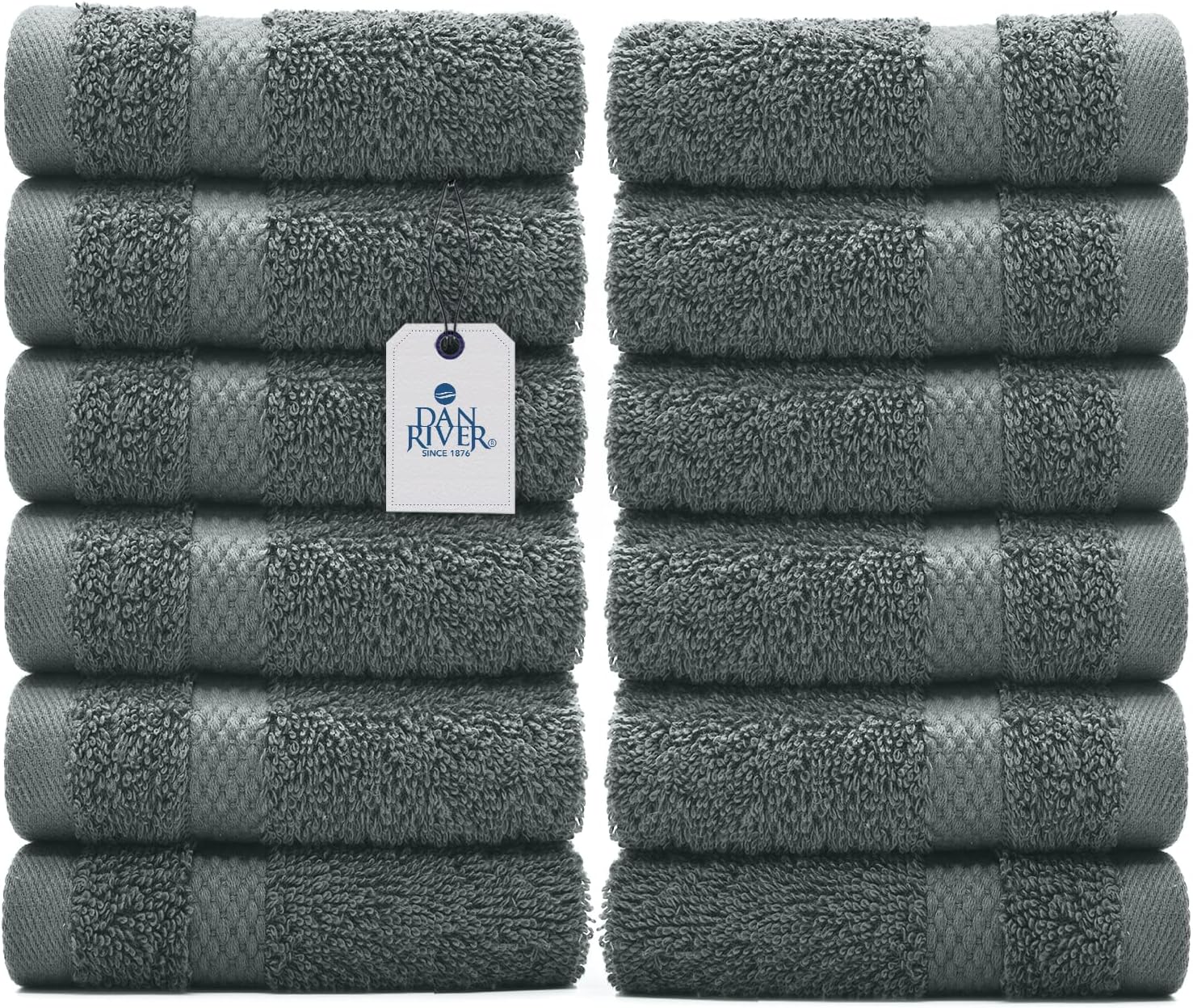 DAN RIVER Premium 100 Cotton Face Wash Cloths 12 Pack