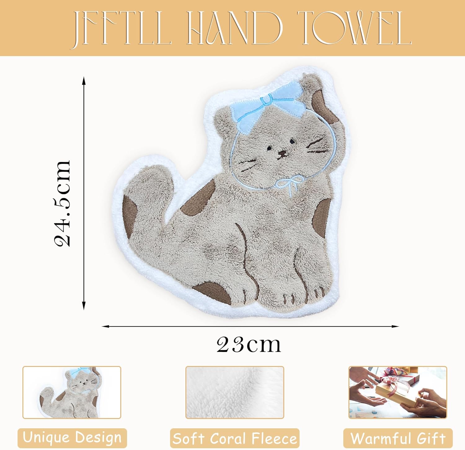 JFFTLL Coquette Blue Bow Cat Hand Towels