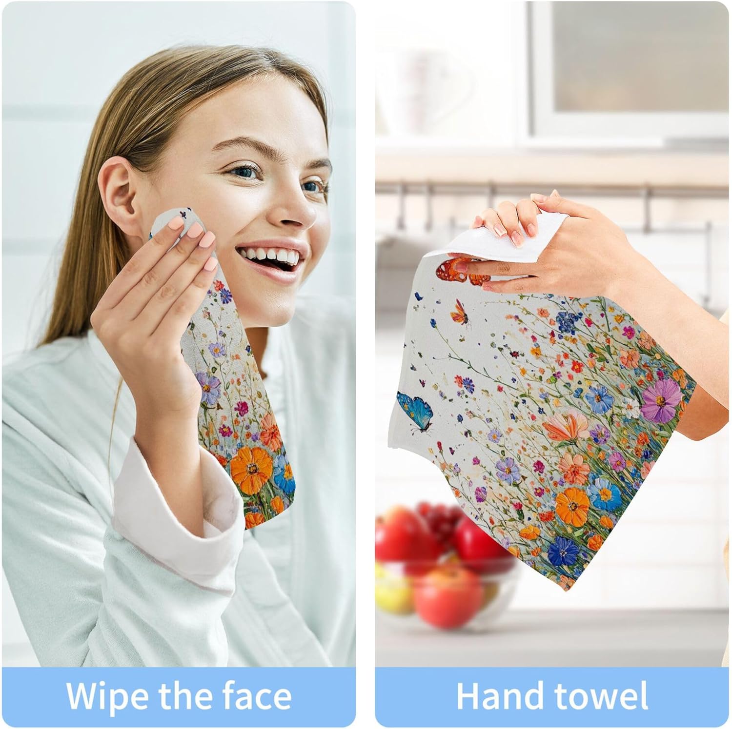 Stunning Xigua Vibrant Wildflowers Washcloth Set for Your Home or Travel