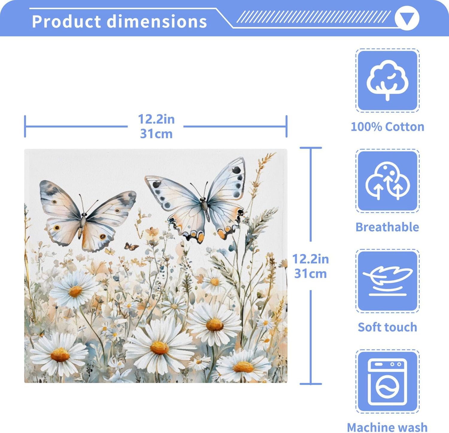 Xigua Wildflowers Multi-Purpose Washcloth Set for Fast Drying