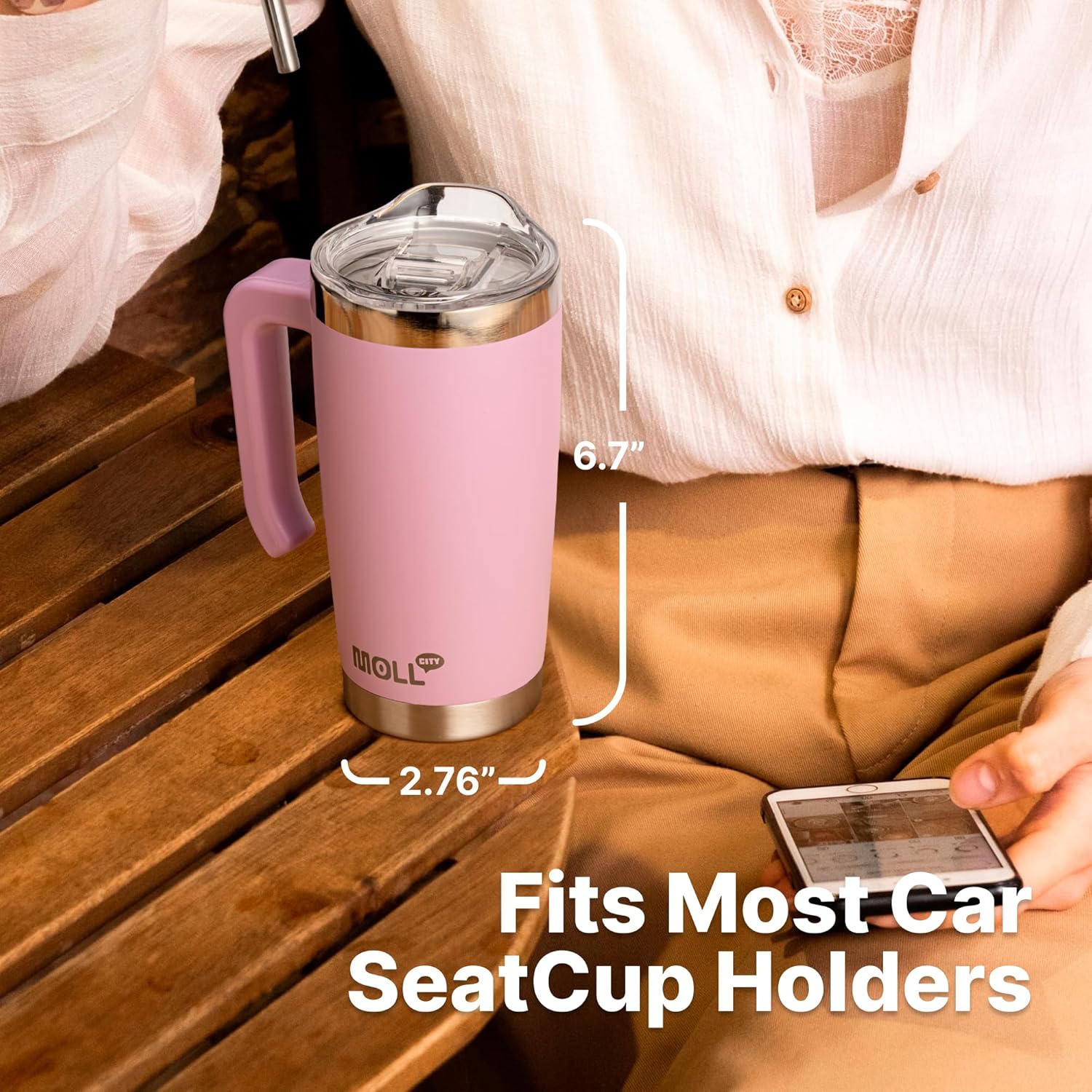 Mollcity 20 oz Kids Tumbler with Handle and Leakproof Lid