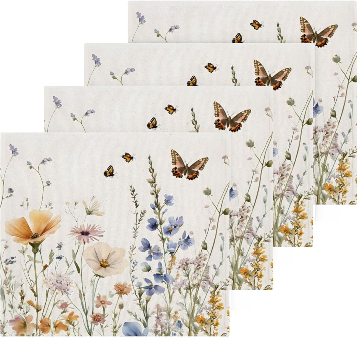 Xigua Wildflowers Washcloths Set of 2 12x12 Inch 1
