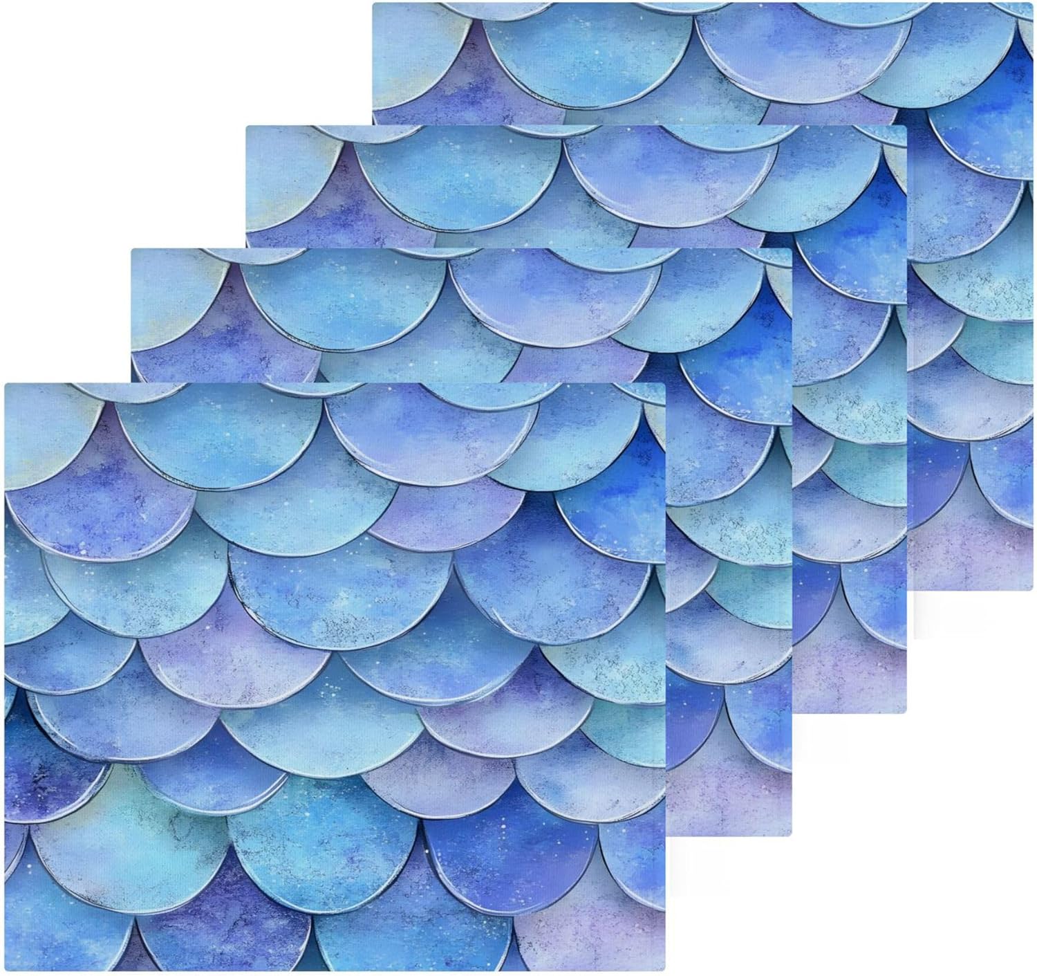 Xigua Mermaid Scales Washcloth Set 125-Inch Absorbent Fingertip Towels 2-Piece