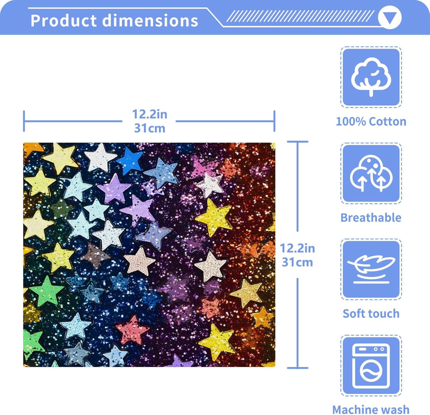 Xigua Rainbow Stars Washcloths Set of 2 - 12x12 Inch