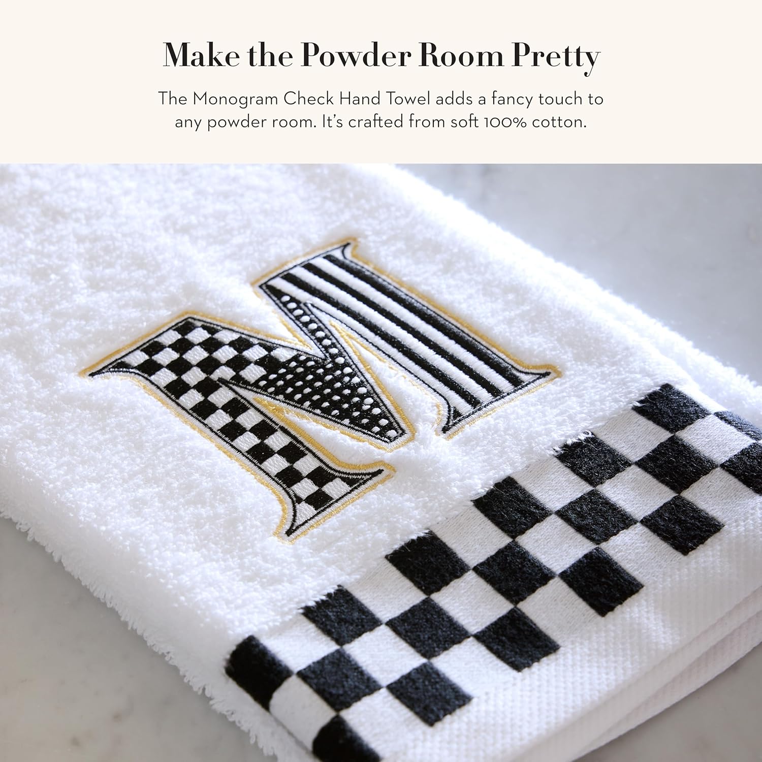 MACKENZIE-CHILDS Monogram Cotton Hand Towel for Bathroom or Kitchen
