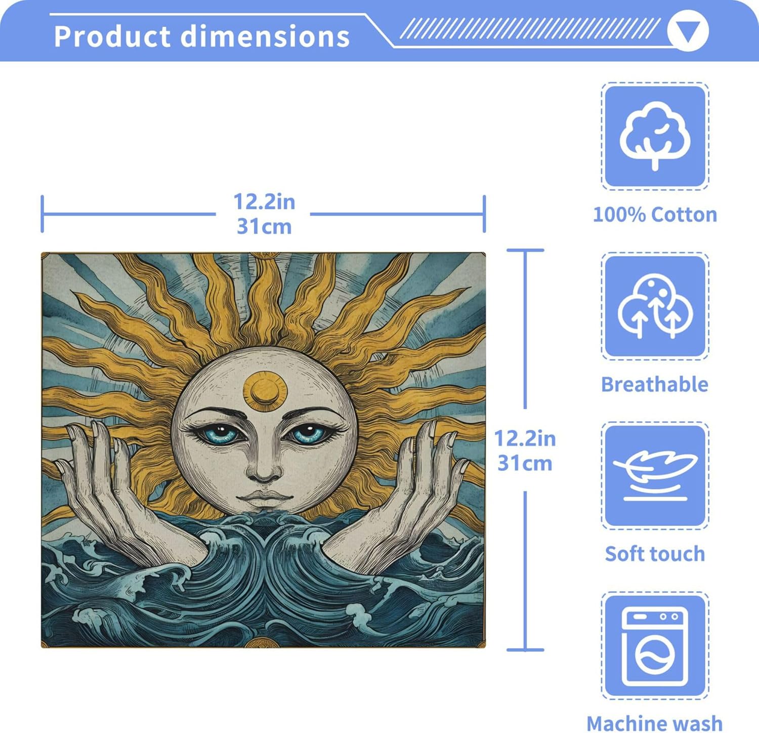 Xigua Sun and Eyes Washcloths Set of 2 12x12 Inch