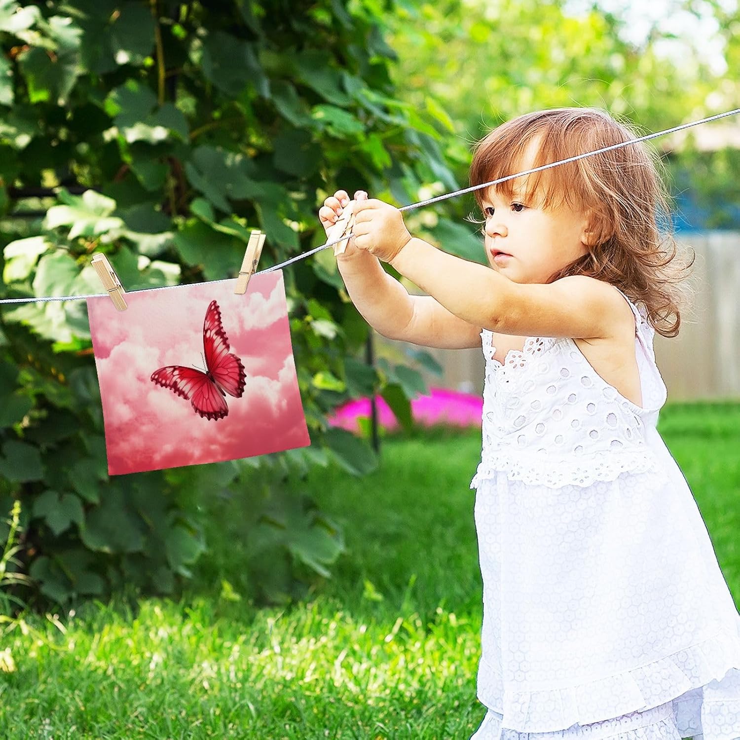 Soft Reusable Pink Butterfly Washcloths