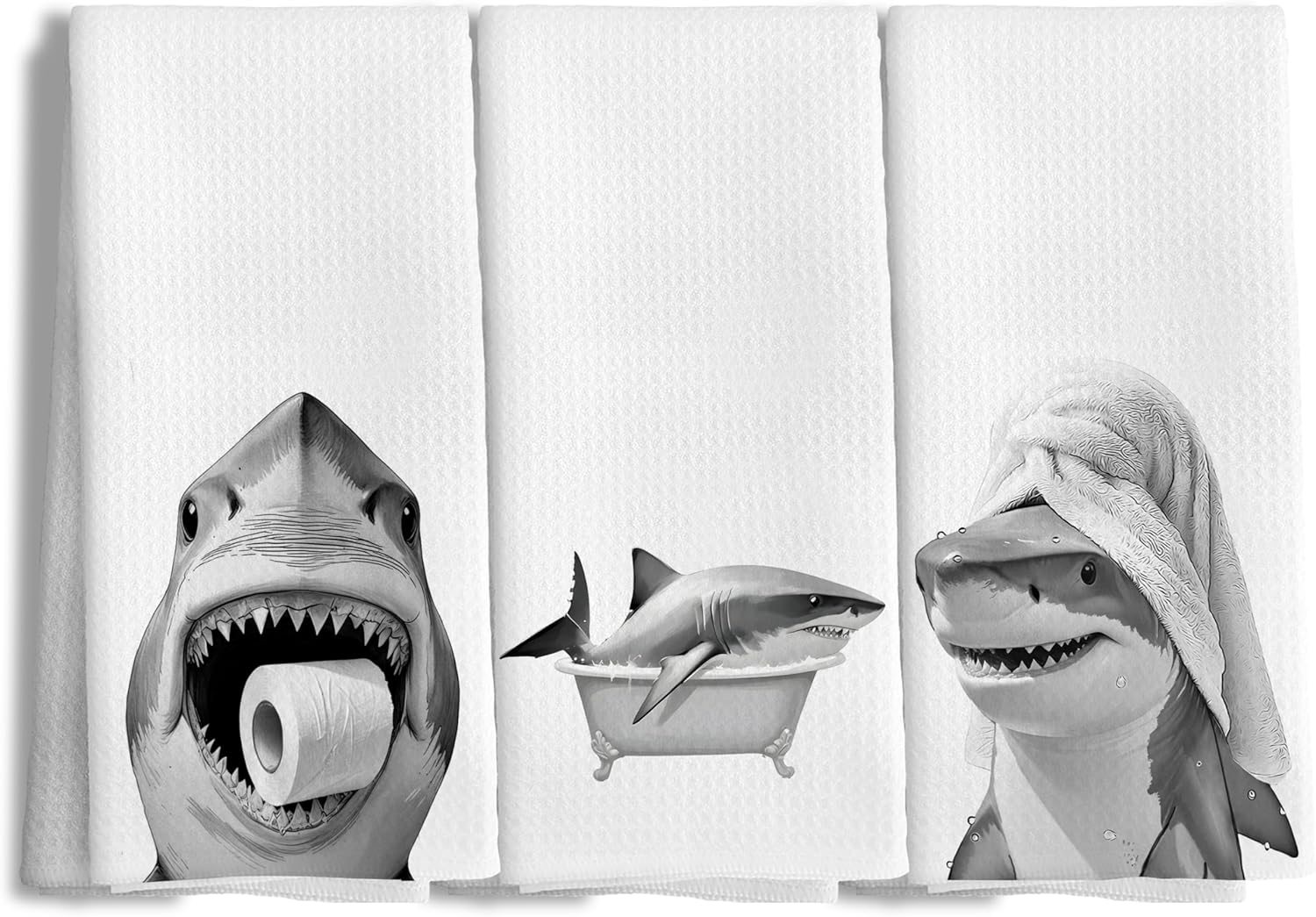 Nipil Funny Shark Hand Towels Set of 3 1