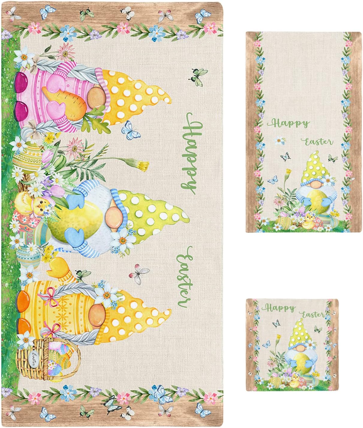 Easter 3-Piece Linen Bath Towels Set - Luxury Soft Durable and Quick-Drying