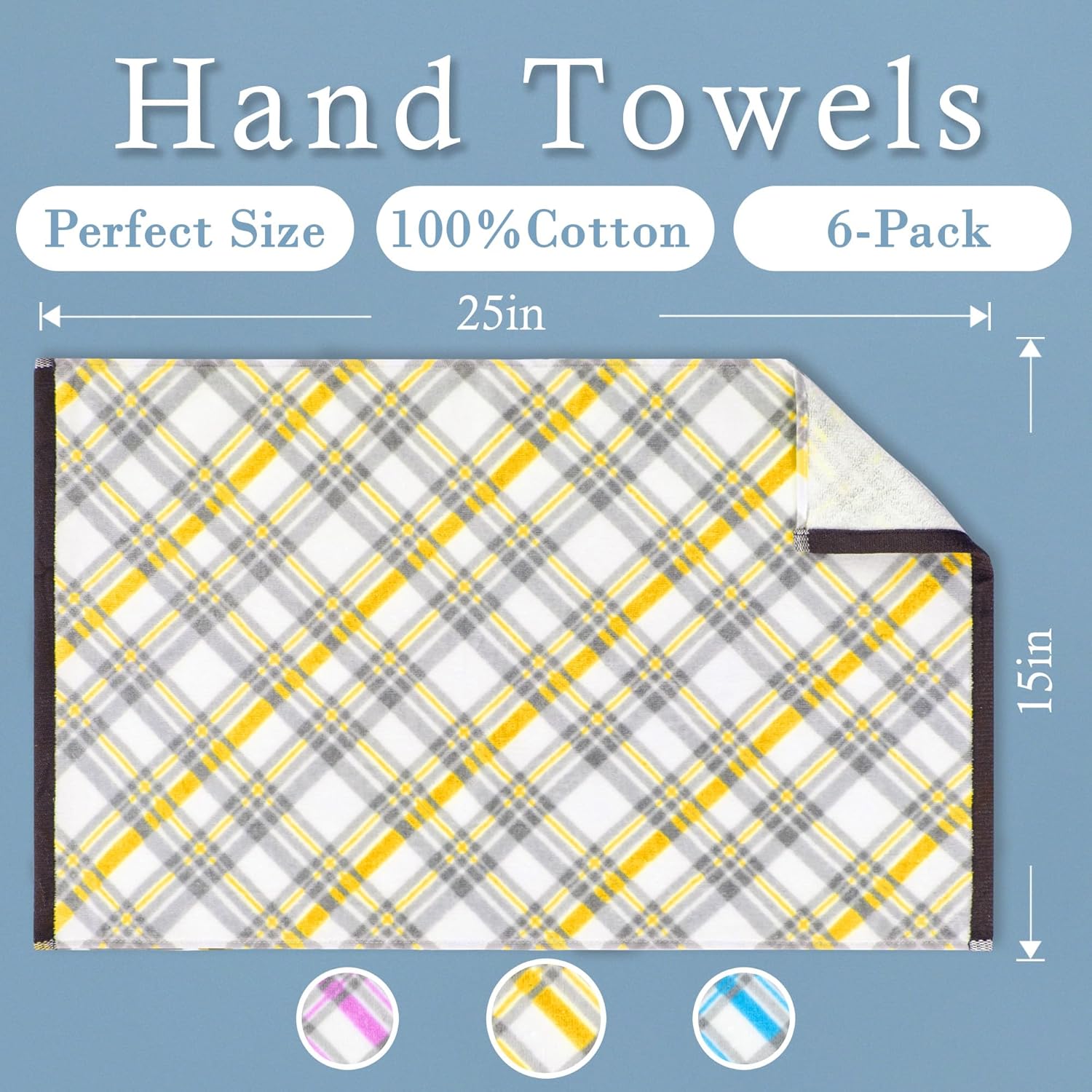 Flirty Plaid Hand Towels 6PC 15x25